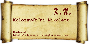 Kolozsvári Nikolett névjegykártya